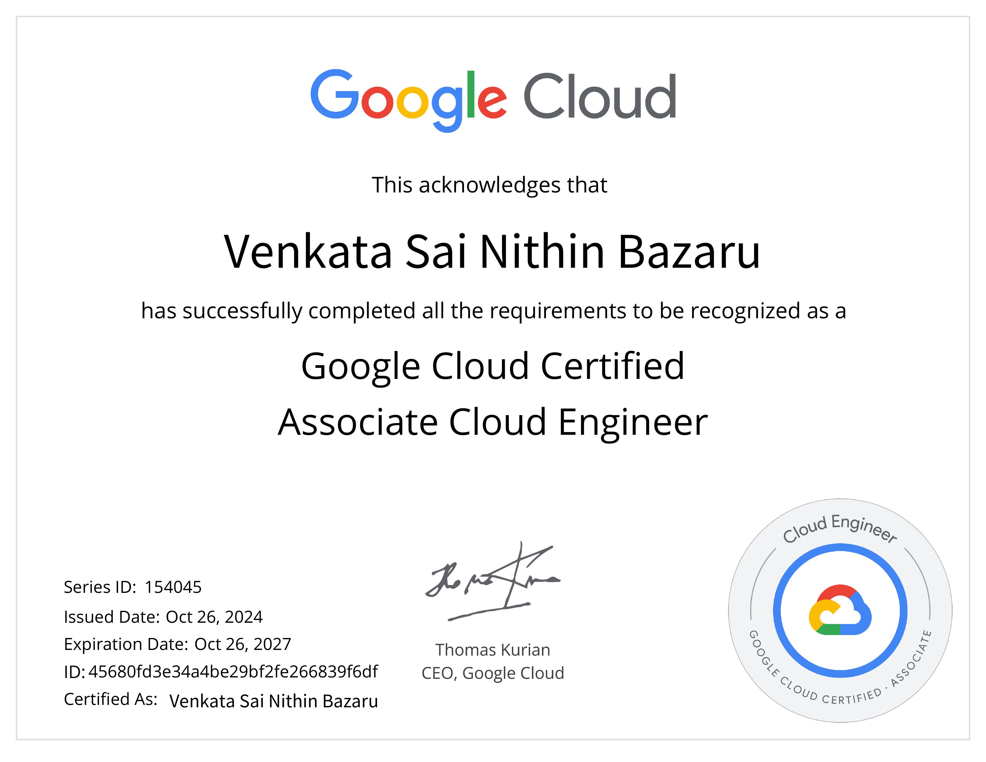 Google Cloud Associate Cloud Engineer